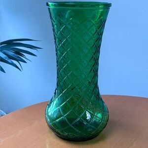 Vintage Hoosier green glass vase